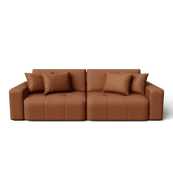 Sofá Cama Luxo 2,16m em Veludo Vulcânica Cobre - Estocolmo - Home Mobily