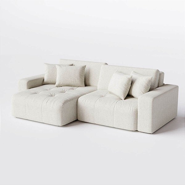 Sofá Cama Estocolmo Sem Caixa 2,96m em Linho Off White Giz