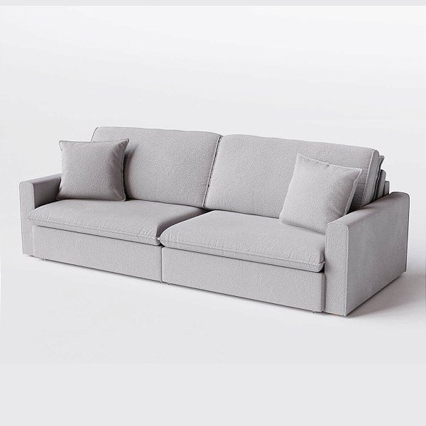 Sofá Cama Bélgica Sem Caixa 1,90m em Bouclé Cinza