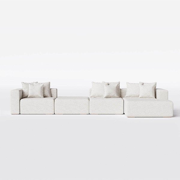 Sofá Paris 4,36m Com Chaise em Linho Nublado Off White - Home Mobily