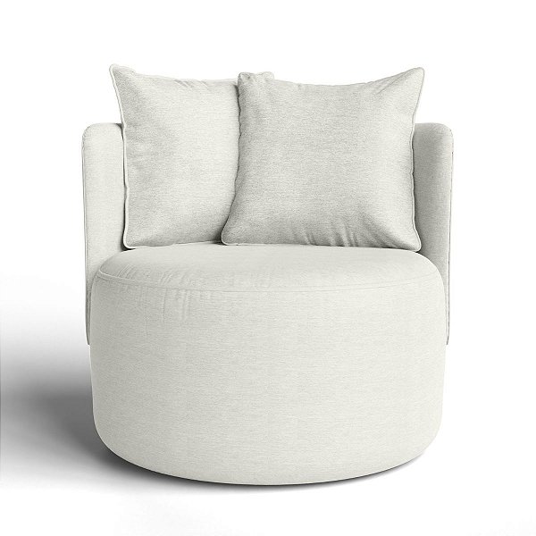 Poltrona Giratória Bangkok em Linho Nuvem Off White - Home Mobily