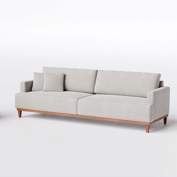 Sofá Living Fixo Doha 2,30m em Linho Cinza Névoa