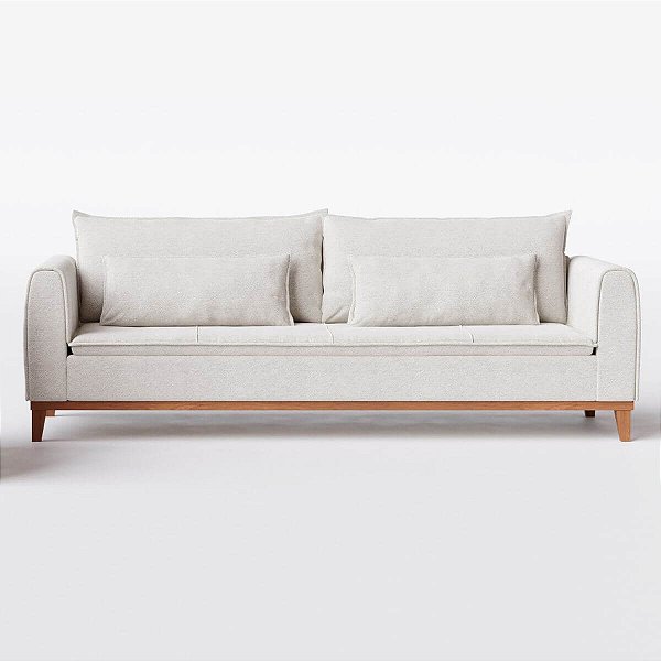 Sofá Lisboa 2,00m em Linho Safira Off White - Home Mobily