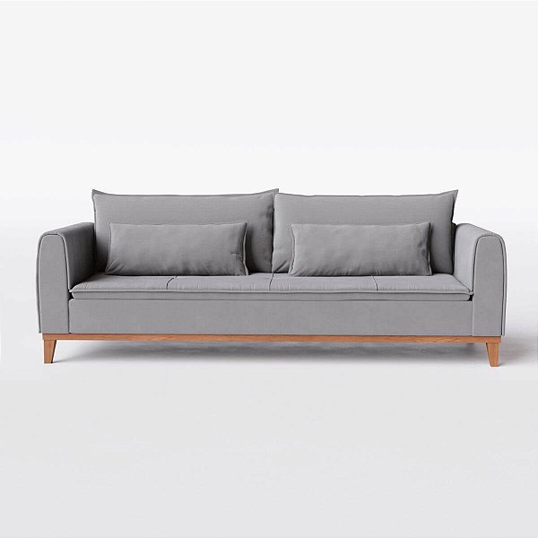 Sofá Lisboa 2,70m em Suede Cinza de Inverno - Home Mobily
