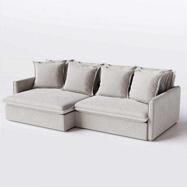 Sofá Cama Bariloche 2,20m em Linho Safira Off White - Home Mobily