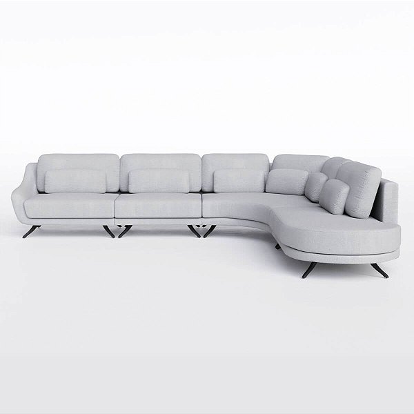 Sofá de Canto Moscou 4,01m x 3,33m em Bouclé Off White Nuvem