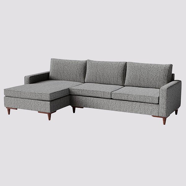 Sofá Viena com Chaise 2,40m em Bouclé Mármore Mescla Cinza - Home Mobily