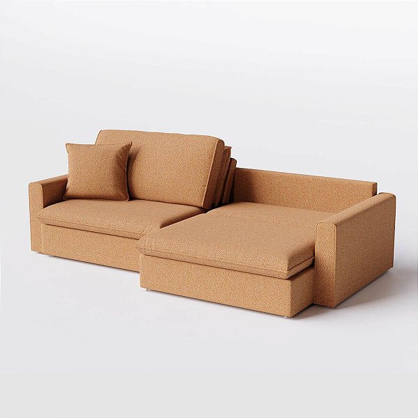 Sofá Cama Bélgica Sem Caixa 1,90m em Bouclé Amarelo-Alaranjado