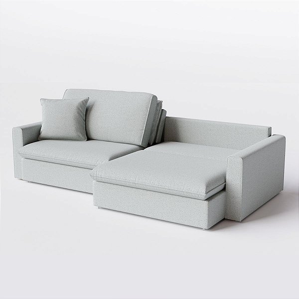 Sofá Cama Bélgica Retrátil e Reclínável 2,50m em Bouclé Saturno Cinza Claro - Home Mobily