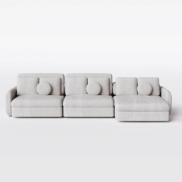 Sofá Denver Retrátil e Reclinável 3,64m em Boucle Alaska Natural - Home Mobily