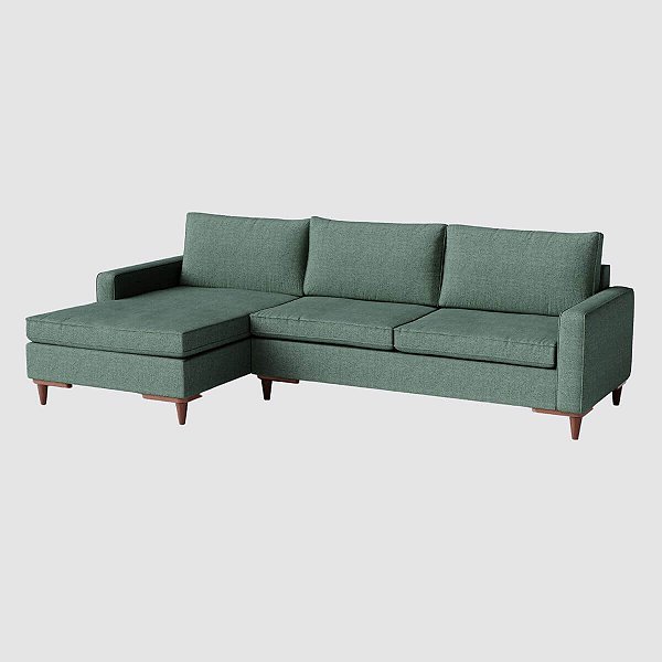Sofá Viena com Chaise 2,40m em Linho Itacaré Premium Verde - Home Mobily