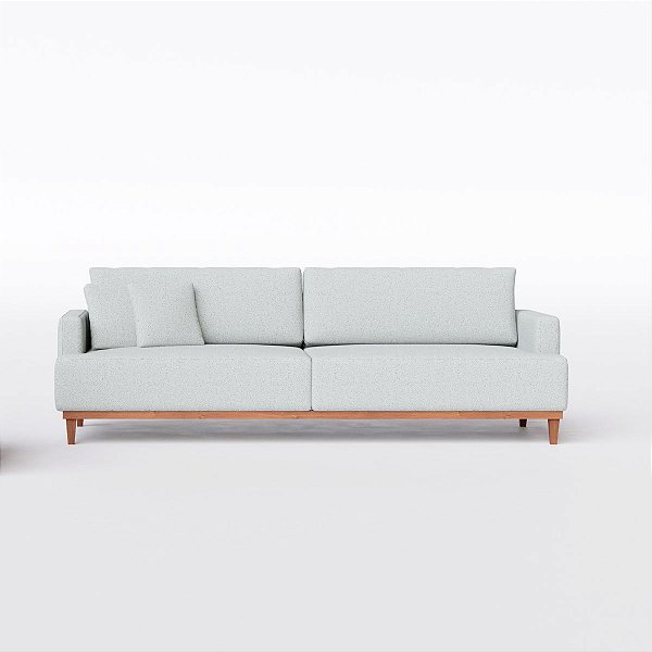 Sofá Living Doha 2,28m em Bouclé Saturno Cinza Claro - Home Mobily