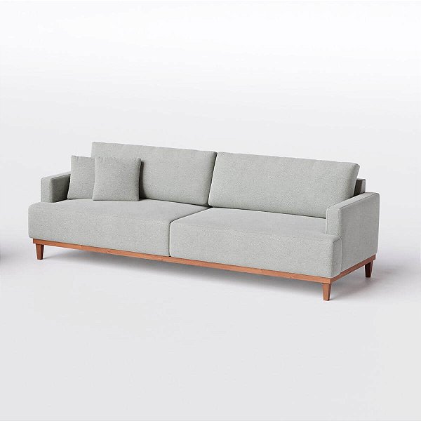 Sofá Living Fixo Doha 2,30m em Linho Cinza Claro