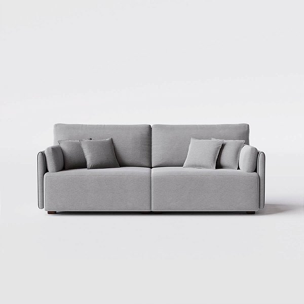 Sofá Living Fixo Barcelona 2,20m em Linho Cinza Médio