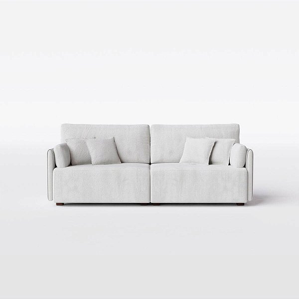 Sofá Living Barcelona 1,80m em Bouclé Aurora Branco Cru - Home Mobily