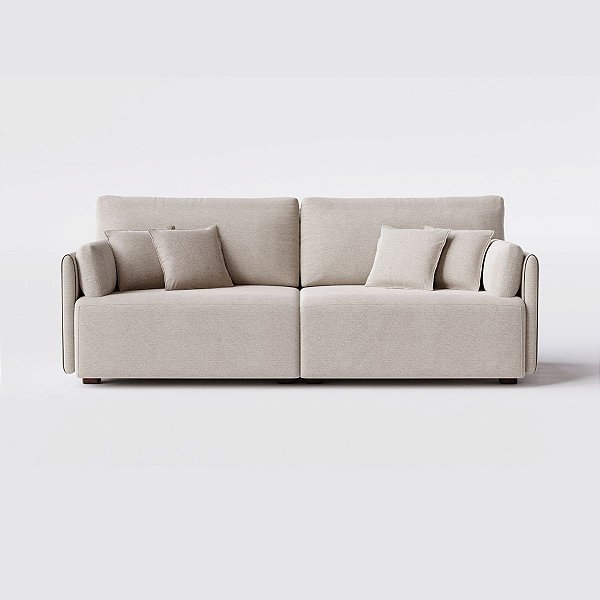 Sofá Living Barcelona 2,20m em Linho Aston Cinza Amarronzado - Home Mobily