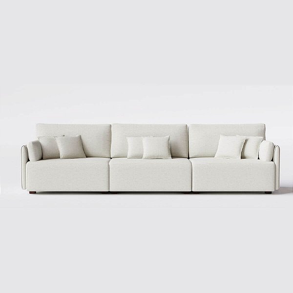 Sofá Living Barcelona 3,25m em Linho Nuvem Off White - Home Mobily