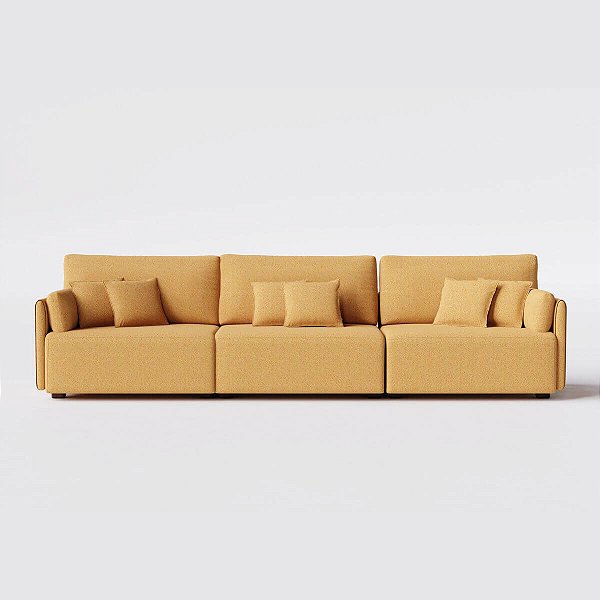 Sofá Living Barcelona 3,25m em Bouclé Sol Mostarda - Home Mobily