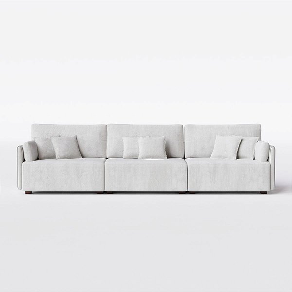 Sofá Living Barcelona 2,95m em Bouclé Aurora Branco Cru - Home Mobily