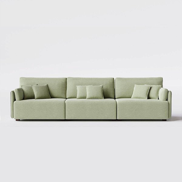 Sofá Living Barcelona 3,55m em Linho Columbia Premium Verde Militar - Home Mobily