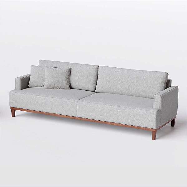 Sofá Living Fixo Doha 2,70m em Linho Cinza Seixo