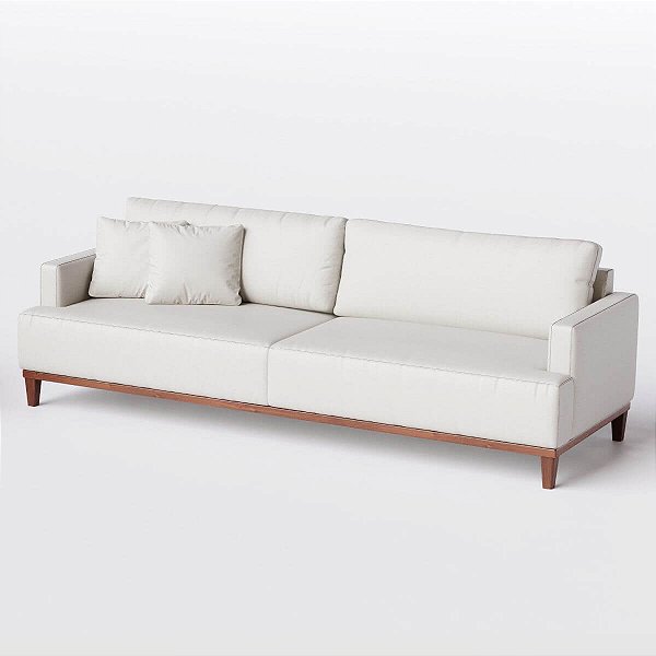 Sofá Living Fixo Doha 1,80m em Couro Off White