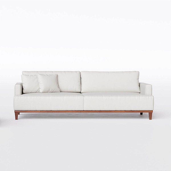 Sofá Living Doha 1,98m em Couro Off White - Home Mobily