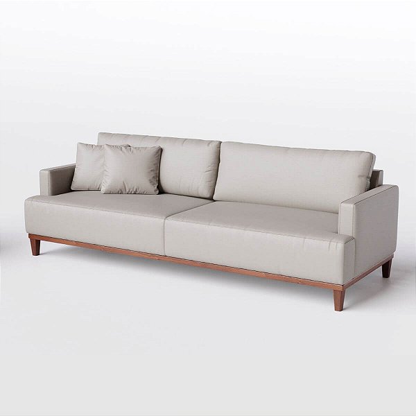 Sofá Living Fixo Doha 2,50m em Couro Bege