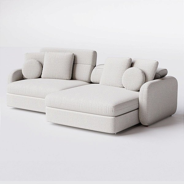 Sofá Denver Retrátil e Reclinável 2,54m em Veludo Atenas Off White - Home Mobily