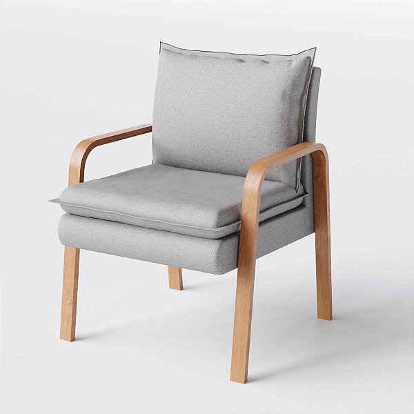 Poltrona Decorativa Bela em Chenille Paz Cinza Claro - Home Mobily