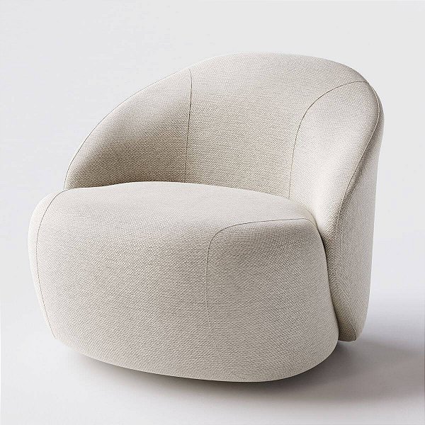 Poltrona Giratória Mônaco Linho Bege Claro