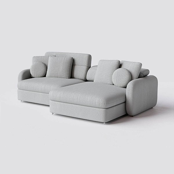Sofá Denver Retrátil e Reclinável 2,34m em Boucle Cinza - Home Mobily