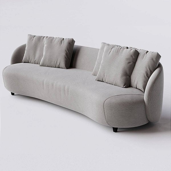 Sofá Living Fixo Mônaco 2,00m em Linho Cinza Névoa