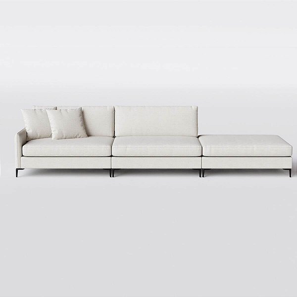 Sofá Living Modulado Monte Carlo 3,38m em Linho Off White Giz