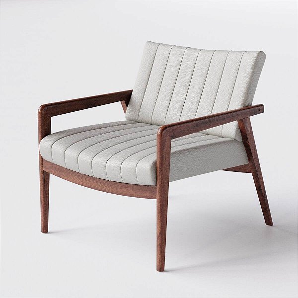 Poltrona Decorativa Atenas em Couro Off white - Home Mobily