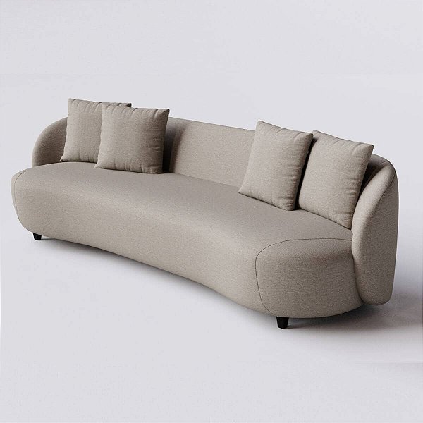 Sofá Living Mônaco 2,20m em Chenille Elementar Castor - Home Mobily