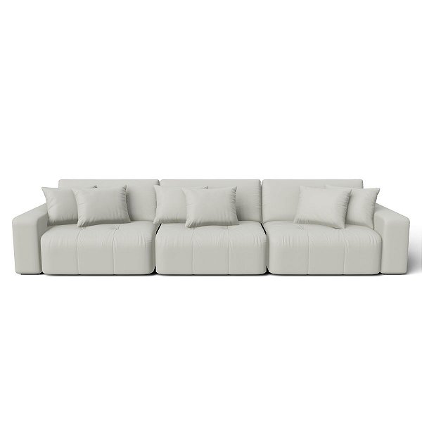 Sofá Retrátil e Reclinável Estocolmo 2,96m em Suede Urbana Off White - Home Mobily