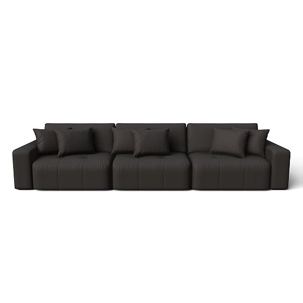 Sofá Retrátil e Reclinável Estocolmo 3,26m em Suede Noite Preto - Home Mobily