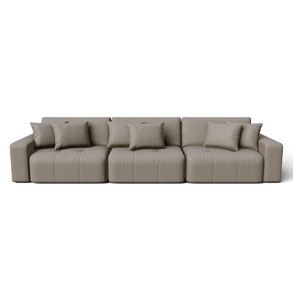Sofá Retrátil e Reclinável Estocolmo 3,86m em Suede Real Castor - Home Mobily