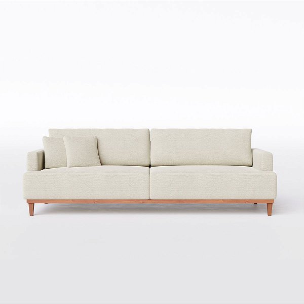 Sofá Doha com Chaise e Sommier de 2,70m em Linho Bege Claro - Home Mobily*