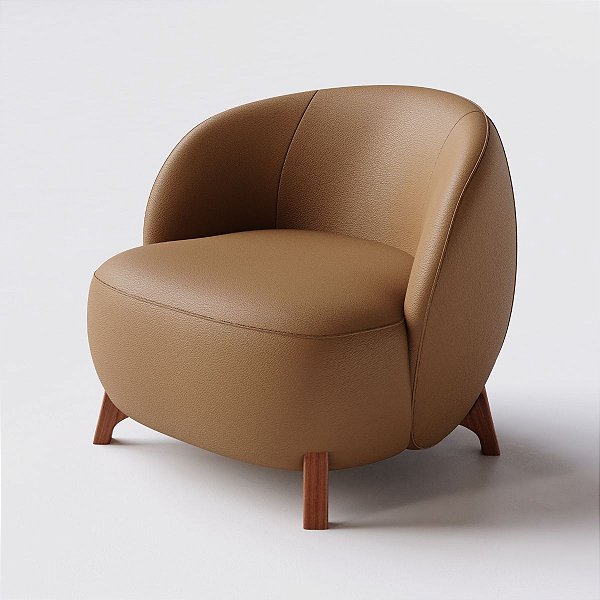 Poltrona Beirute em Couro Brown