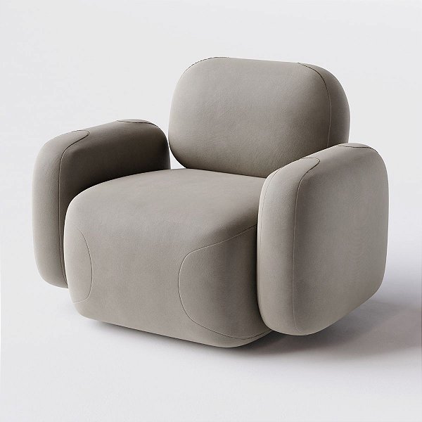 Poltrona Giratória Cairo em Veludo Castor Cascalho