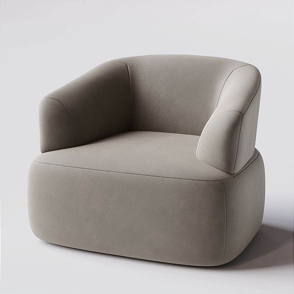 Poltrona Geórgia Giratória em Veludo Castor Cascalho