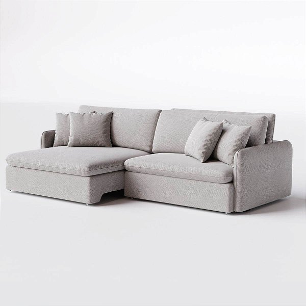 Sofá Áustria Retrátil e Reclinável 2,60m em Linho Bege Avelã