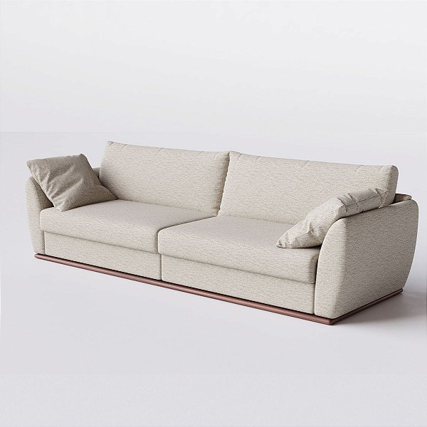 Sofá Living Fixo Suécia 2,76m em Linho Mescla Bege