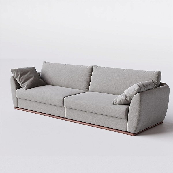 Sofá Living Fixo Suécia 2,16m em Linho Cinza Névoa