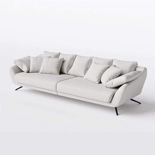 Sofá Living Fixo San Marino 2,56m em Linho Off White Creme