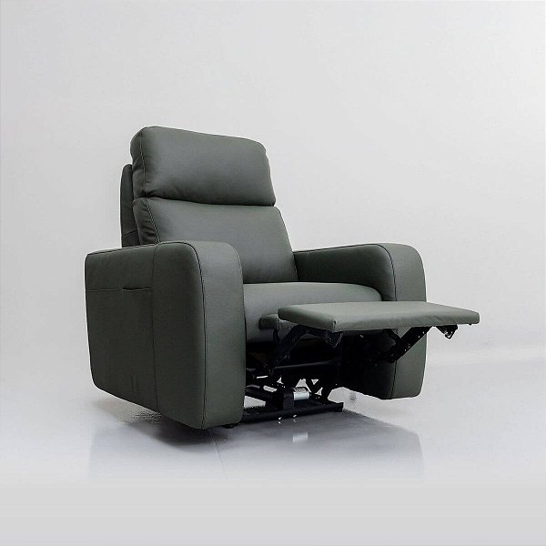 Poltrona Confort Elétrica em Couro Legítimo Musgo