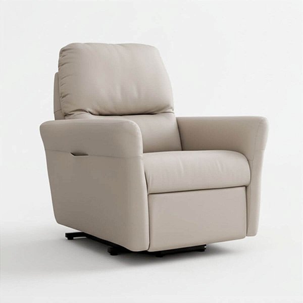 Poltrona Relax Elétrica em Couro Legítimo Off White