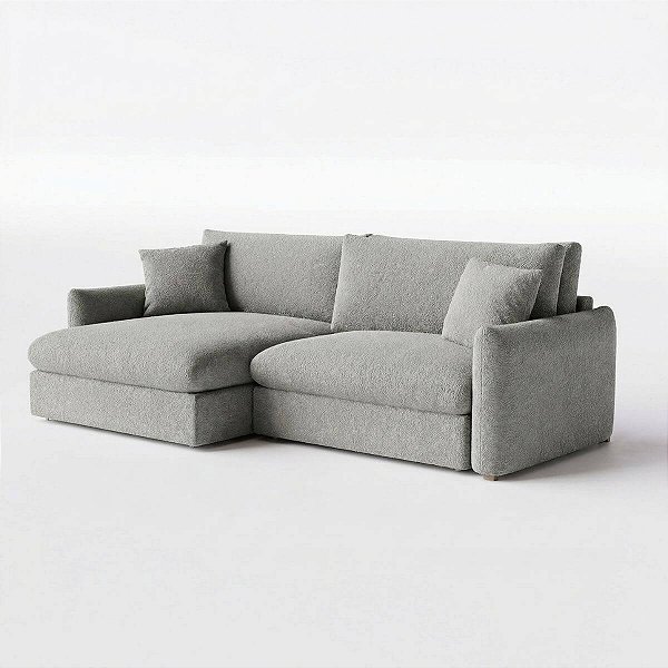 Sofá Cama Bahamas Sem Caixa de 2,60m em Bouclé Cinza